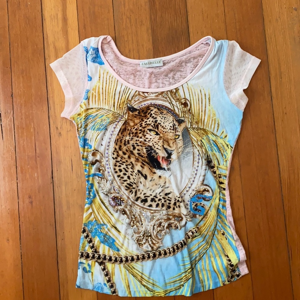 Cheetah Rhinestone Top